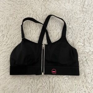 SHEFIT Ultimate Sports Bra Womens 1Luxe Black Excellent High Impact Front Zip